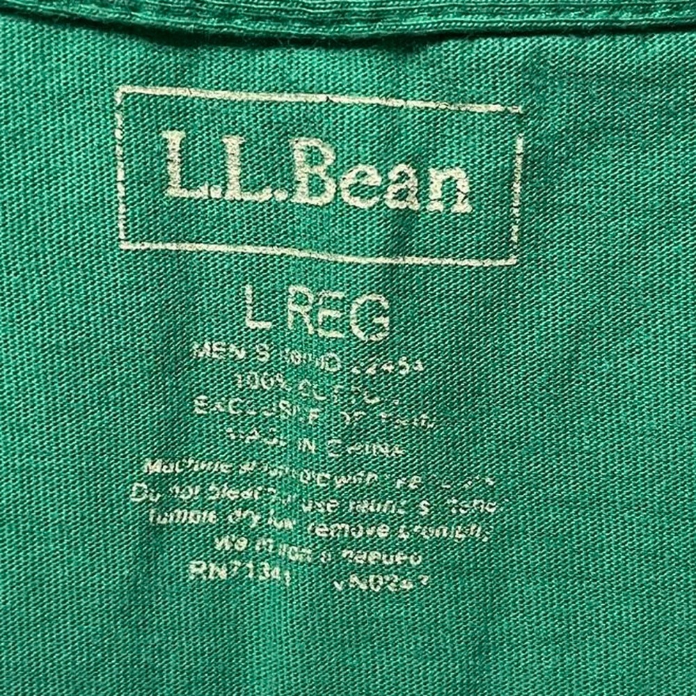 plain blank green L.L. Bean short sleeve crewneck casual work T-shirt tee top - Picture 4 of 6